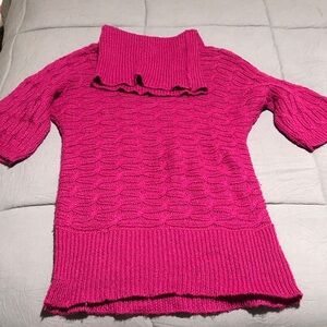 Pink Cable Knit Women's Sweater Dress